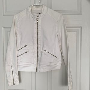 Denim White Banana Republic Moto Bomber Jacket